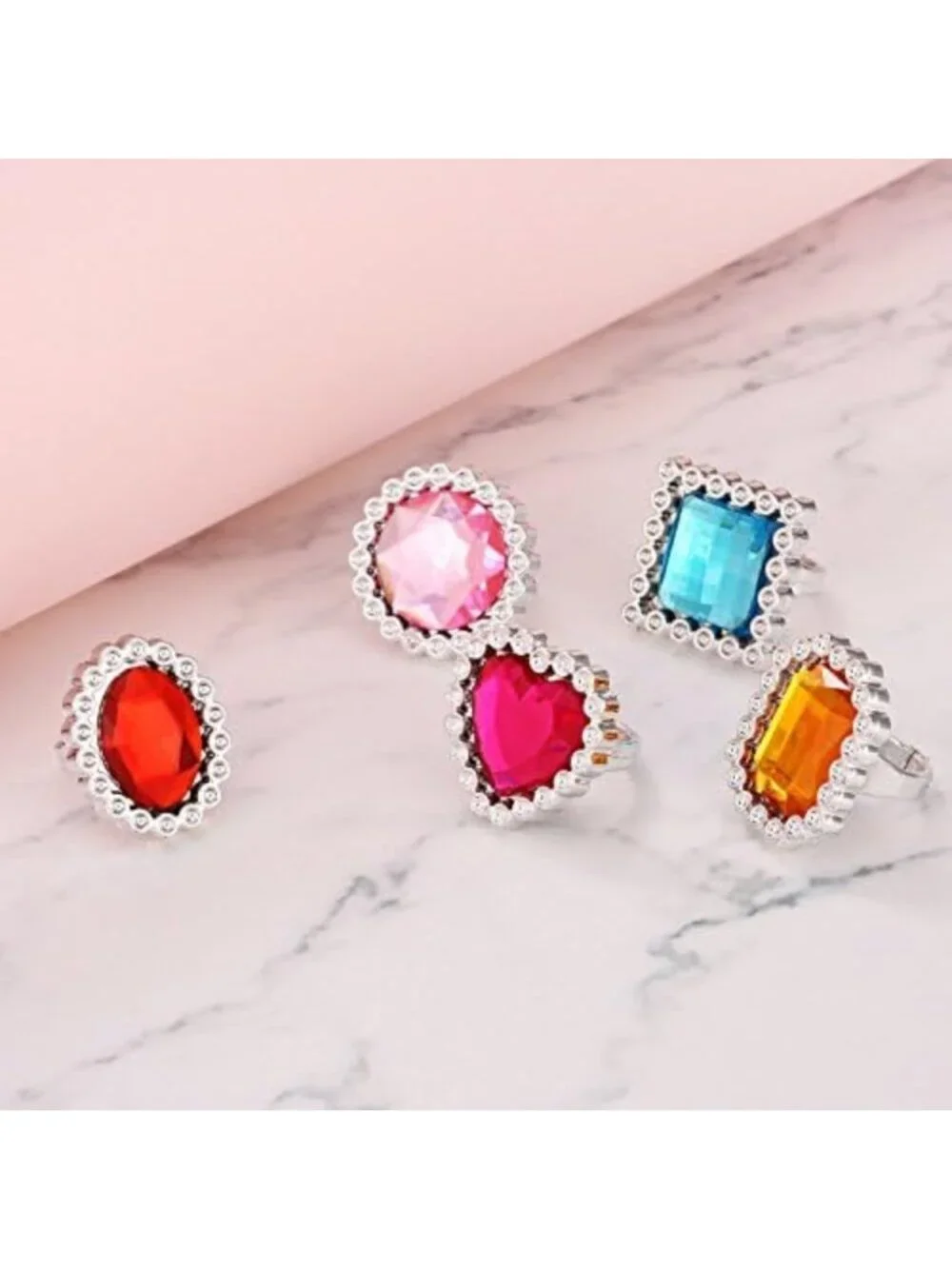Colorful 72 Pcs Plastic Rings Set for Kids - Fun Costume Jewelry Accessories